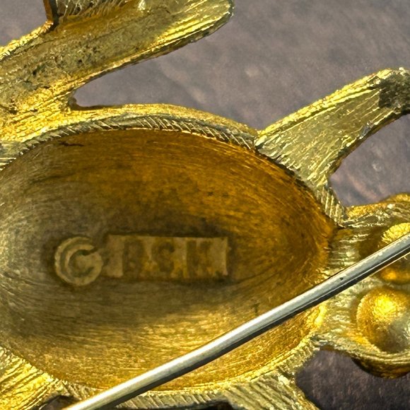 VTG Rhinestone Frog Pin marked B.S.K. - Picture 2 of 6